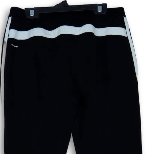 Womens Black White Climacool 3 Stripe Elastic Waist Track Pants Size Medium image number 3