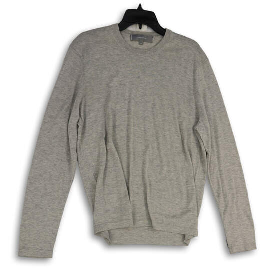 Mens Gray Double-Knit Long Sleeve Crew Neck Pullover T-Shirt Size Medium image number 1
