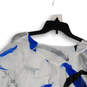 NWT Womens White Blue Spray Leaf Print V-Neck Pullover Blouse Top Size M image number 4