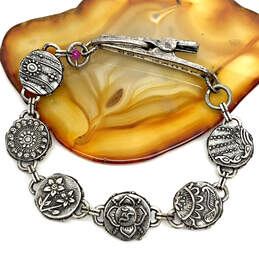 Designer Lucky Brand Silver-Tone Enamel Engraved Reversible Chain Bracelet alternative image