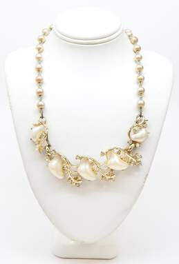 VNTG Coro & Fash Icy Rhinestone & Faux Pearl Clip-On Earrings & Pendant Necklace alternative image
