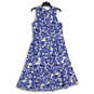 Womens Blue White Floral Sleeveless Tie Waist Fit & Flare Dress Size 12 image number 2