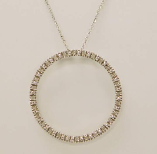 14K White Gold 0.28 CTTW Diamond Open Circle Pendant Necklace 3.9g image number 2