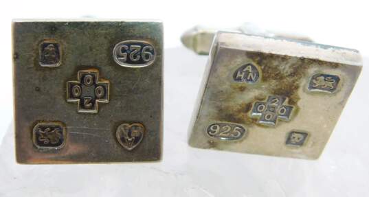 Vintage & Siamese Import Co 925 Niello Etched Musicians Triangle & Stamped Square Cuff Links Variety 31.2g image number 4