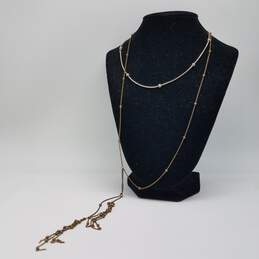 Sterling Silver Snake Beaded Chain 15 1/2 Inch 24 Inch Gold Tone Chain Link Beaded Necklace 2pcs Bundle 13.9g