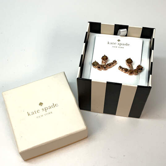 Designer Kate Spade Silver-Tone Stone Fashionable Drop Earrings With Box image number 3