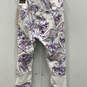 NWT Womens White Floral Print Regular Fit Cropped Leggings Size Medium image number 2