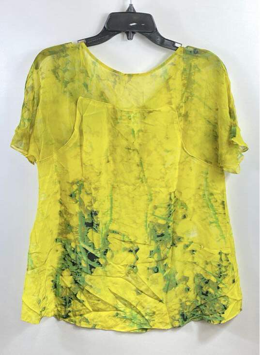 Anthropologie Women Yellow Printed Silk Blouse S image number 2