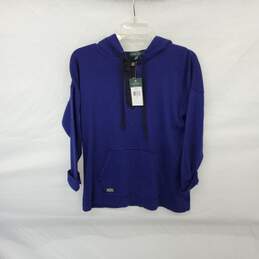 LRL Lauren Jeans Co. Purple & Black 1/4 Button Hoodie WM Size M NWT