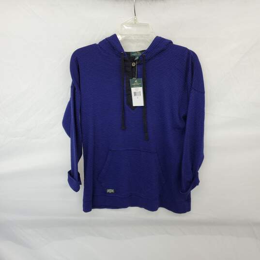 LRL Lauren Jeans Co. Purple & Black 1/4 Button Hoodie WM Size M NWT image number 1