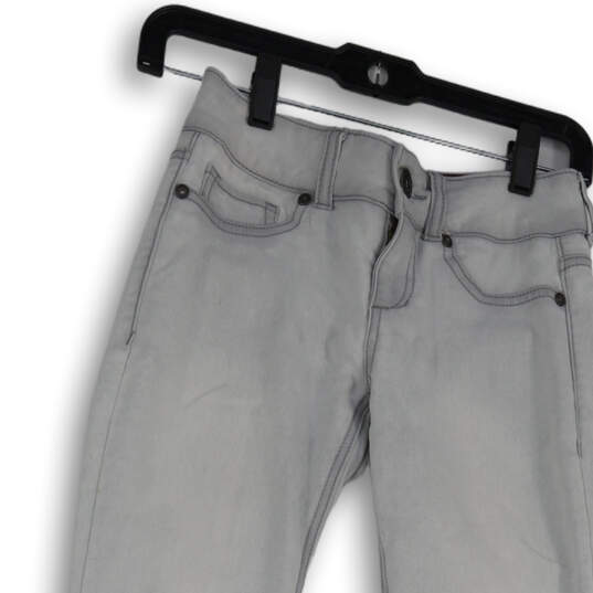 Womens Blue Denim Pocket Medium Wash Stretch Skinny Jeans Size XS image number 3