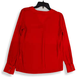 Womens Red Regular Fit V-Neck Long Sleeve Stretch Pullover Blouse Top Sz XS alternative image