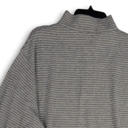 NWT Mens Gray White Striped 1/4 Zip Long Sleeve Pullover Sweater Size XXL image number 4