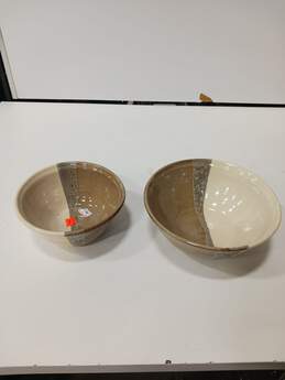 Pair of Beige & Brown Pottery Bowls