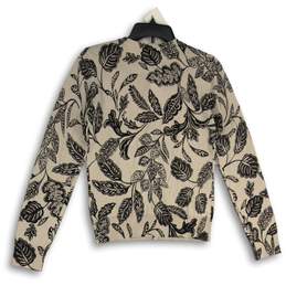 Ann Taylor Womens Black Beige Leaf Print Button Front Cardigan Sweater Size S alternative image