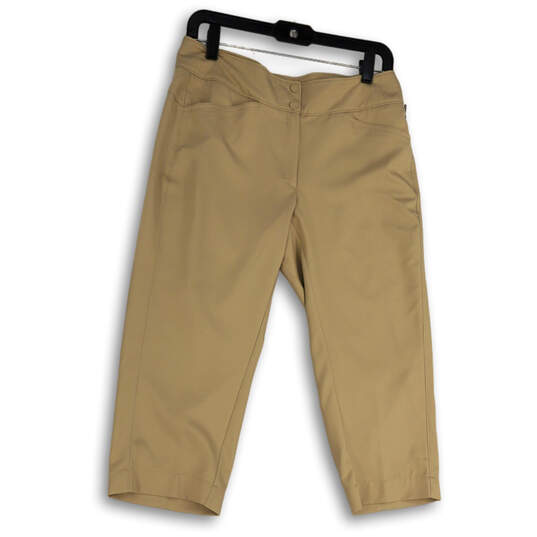 NWT Womens Beige Flat Front Pockets Straight Leg Modern Capri Pants Size 6 image number 1