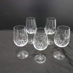 5pc. Set of Clear Crystal Wide Rim Wine Glasses/Goblets