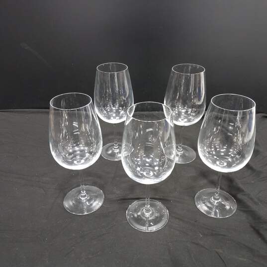 5pc. Set of Clear Crystal Wide Rim Wine Glasses/Goblets image number 1