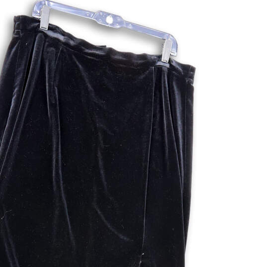 Womens Black Velvet Side Slit Back Zip Midi Straight & Pencil Skirt Size L image number 3