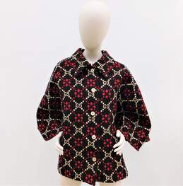 GUCCI Black, Red & White Diamond Pattern GG Women's Monogram Wool Cape Coat Size 44 EU with Tags and COA