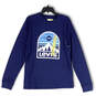 NWT Mens Blue Graphic Crew Neck Long Sleeve Pullover T-Shirt Size Medium image number 1