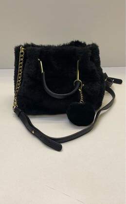 Issac Mizrahi Fuzzy Mini Satchel Handbag Black alternative image