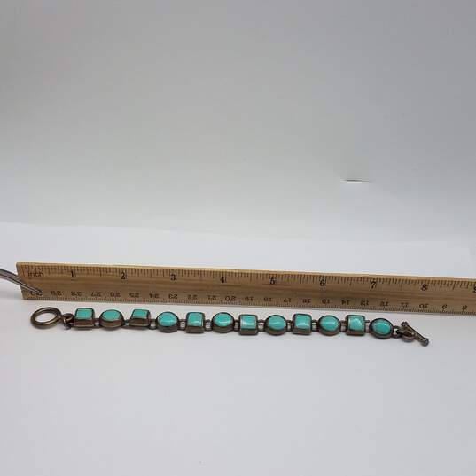 Turquoise Inlay Oval Square Link 8" Bracelet 34.0g image number 6