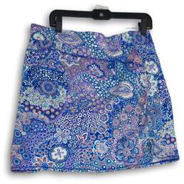 Talbots Womens Blue Paisley Stretch Relaxed Fit Pull-On Skort Skirt Size Large alternative image