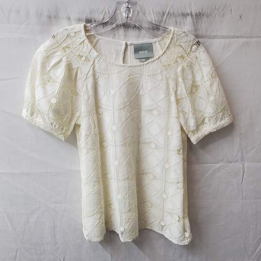 Maeve White Lace Short Sleeve Top Size XS Petite image number 1