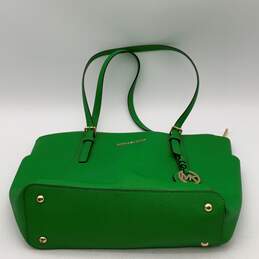 Michael Kors Womens Green Leather Charm Inner Pocket Jet Set Travel Tote Handbag