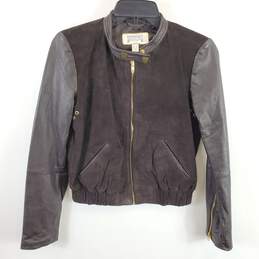 Mango Women Brown Leather Jacket XS