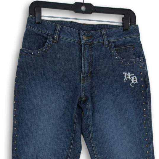 Womens Blue Denim Stretch Medium Wash Pockets Straight Leg Jeans Size 4 image number 3