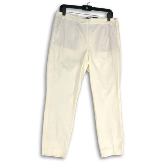 J. Crew Womens White Pleated Slash Pocket Side Zip Dress Pants Size 12 image number 1