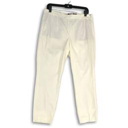 J. Crew Womens White Pleated Slash Pocket Side Zip Dress Pants Size 12