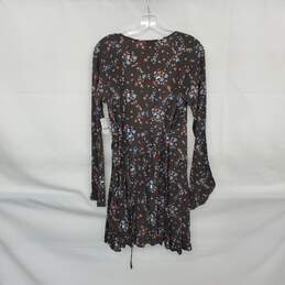 Hurley Gray Floral Patterned Mini Wrap Dress WM Size XS NWT alternative image