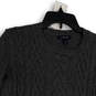 Womens Gray Knitted Crew Neck Long Sleeve Pullover Sweater Size Small image number 1