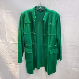 Misook Green Studded Long Sleeve Jacket Size M