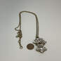 Designer J. Crew Gold-Tone Link Chain Crystal Stone Pendant Necklace image number 3
