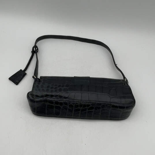 Womens Black Leather Animal Print Bag Charm Inner Zip Pocket Flap Handbag image number 2