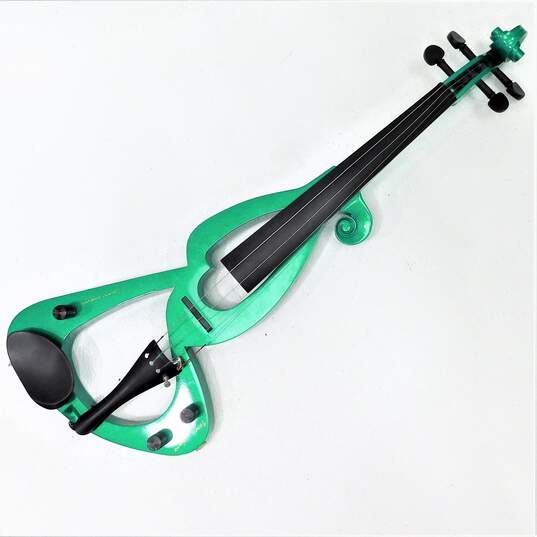 Sojing Brand 4/4 Full Size Green Electric Violin w/ Case, Bow, and Audio Cable image number 2