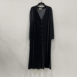 Womens Gray Long Sleeve V-Neck Velvet Button Front Maxi Dress Size 18W