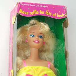 Vintage Ruffle Fun Barbie Doll 1994 Short Pink Dress w Yellow Ruff NRFB alternative image