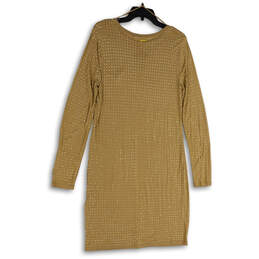 NWT Womens Gold Studded Long Sleeve Front Pocket Short Sheath Dress Size L alternative image