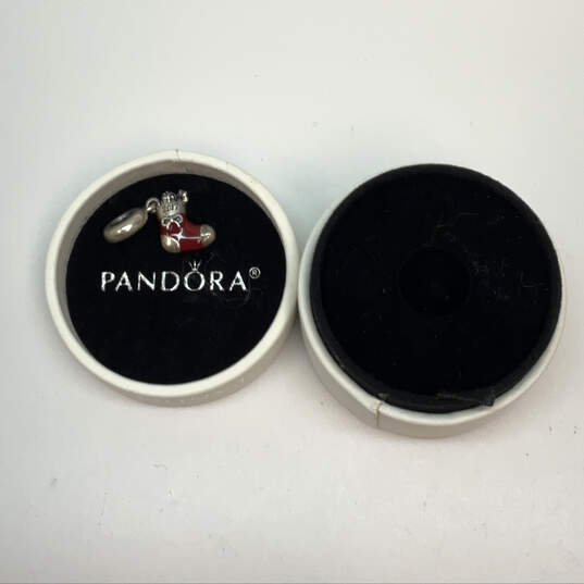 Designer Pandora 925 ALE Sterling Silver Red Stocking Beaded Charm W/ Box image number 4
