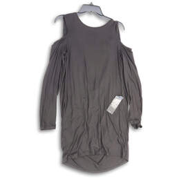 NWT Womens Black Cold Shoulder Sleeve Round Neck Mini Dress Size Medium