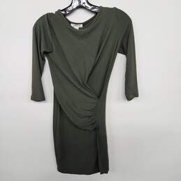 CAPELLA Green Side Ruched 3/4th Sleeve Mini Dress