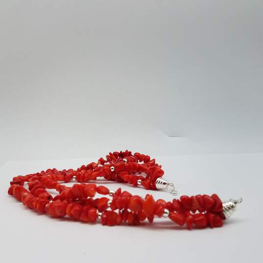 Metal Coral Nugget Triple 3 Strand 15 1/2 Inch Necklace 91.3g image number 3