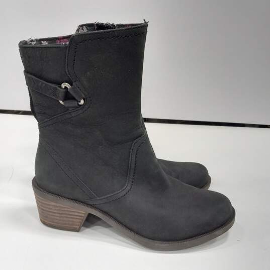 Teva Leather Black Side Zip Heeled Boots Size 6.5 image number 1