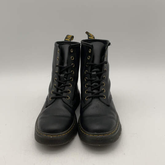Unisex Zavala Black Yellow Leather Lace Up Round Toe Combat Boots Sz M7 W8 image number 1
