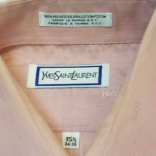 Mens Pink Spread Collar Long Sleeve Front Pocket Dress Shirt Size 15 1/2 image number 3